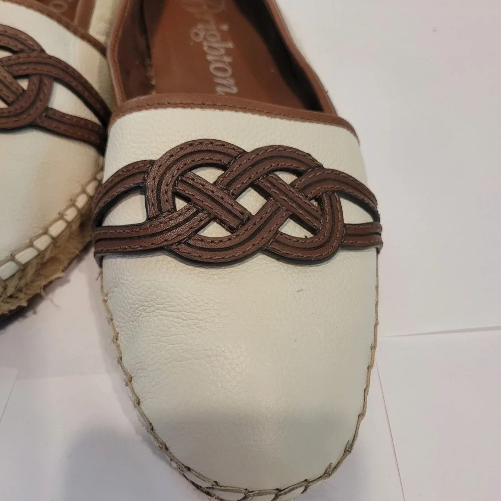 Brighton Cream‎ Leather Espadrille Flats Brown Braided Knot Detail Size 10M